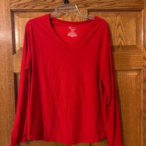 No Boundaries Red Long Sleeve V-Neck Top